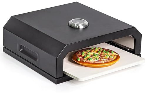 Bärbar Pizzatillverkare - Multifunktionell Grillugn med Termometer, Passar Kol- och Gasgrill för Camping