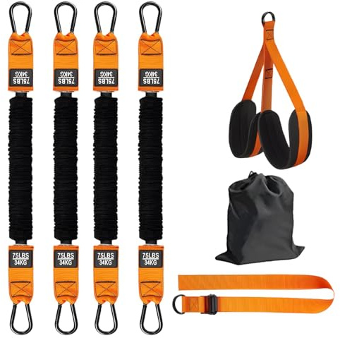 Pull-up band, set med 4, motståndsband, pull-up hjälp med 136 kg justerbart motstånd, fitnessband för män, bröstträning, pull-up band med fotstöd lämpliga för nybörjare