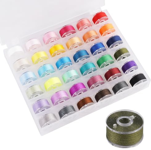 36 Pièces Fils de Canette de Machine à Coudre pour Fabrication Vêtements | Canettes de Couture avec Fil à Coudre 36 Couleurs, Bobines à Fil à Couture avec Boîte de Rangement Transparente