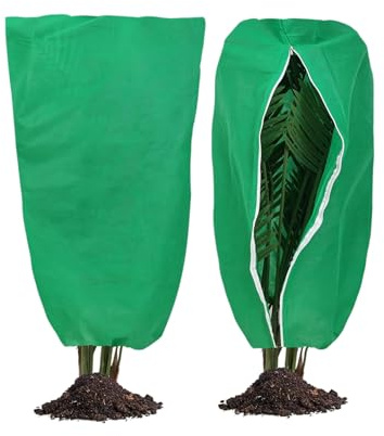 Faroby Housses de Protection Contre Le Gel pour Plantes, 2 pièces, 32x47 Pouces, Tissus antigel avec Fermeture éclair et Cordon de Serrage pour l'extérieur