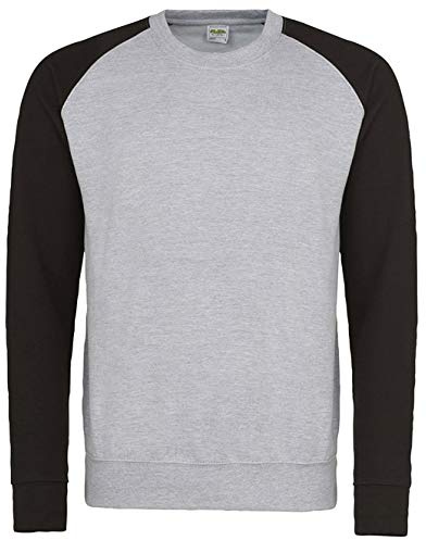 AWDis Baseballtröja för män, Flerfärgad (ljung grå/jetsvart), M