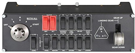 Logitech G Saitek Flight Switch Panel, Controller Interruttori di Simulazione Pofessionale ‎Pannello di Volo, Indicatori LED, Selettore Magnetico 5 Posizioni, Controllo ‎Realistico Carrello, PC - Nero