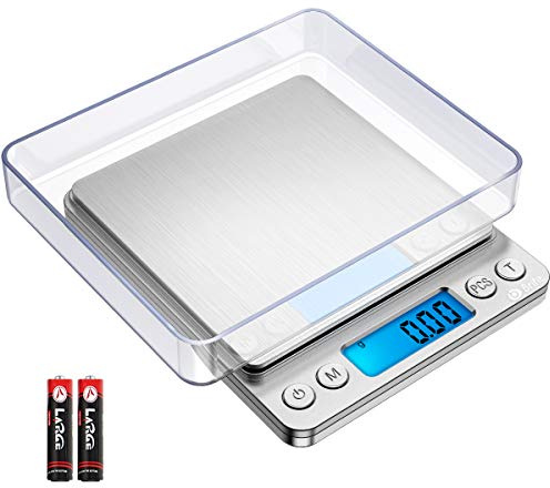 Brifit Balance de Précision 0,01g, 500g/0.01g Balance de Cuisine, Balances de Bijoux avec Fonction Tare et Compte, Balance de Poche avec Écran LCD Rétroéclairé (Acier Inoxydable&Argent)