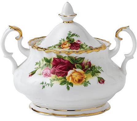 Royal Albert Zuckerdose mit Rosenmotiv, Vintage-Stil, feines Knochenporzellan, groß, Blumenmuster, 250 ml