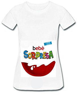 MACEDONIA di MARMO RICCARDO ditta individuale T-Shirt Maglietta Premaman vestibilità Larga con Stampa Kinder Sorpresa Bebè Neonato neonata Bambino Bambina Idea regaolo per la Donna in Gravidanza (S)