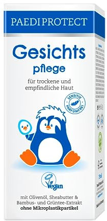 PAEDIPROTECT Gesichtspflege Baby & Kinder Creme 75 ml, ohne Parfüm & ohne Mikroplastik, Gesichtscreme trockene, empfindliche Haut, vegane Pflegestoffe hautberuhigend & pflegend, Babyhautpflege Lotion