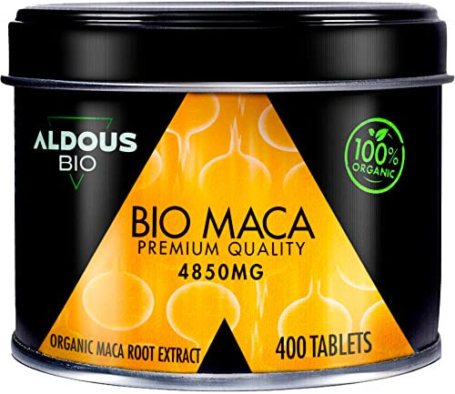 Estratto di Maca Peruviana Pura - 400 Compresse per 4 Mesi - Altamente Concentrata - Maca Bio di Qualità Superiore - Aumenta l'Energia e la Vitalità - Certificazione Bio - ALDOUS