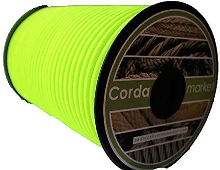 Cordamarket 8mm Élastique Mixte, Vert Fluo, 50mts