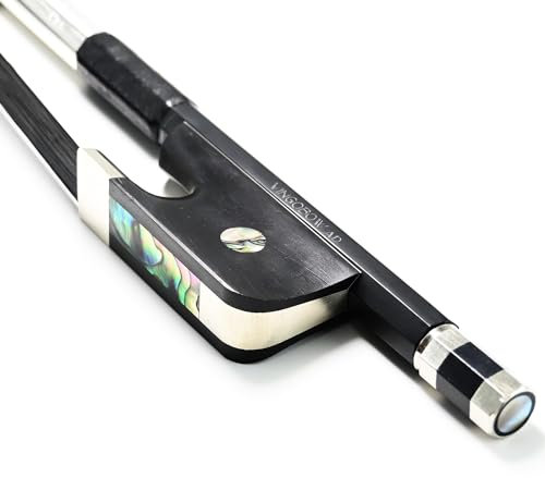 Vingobow 100BFB 100BFB Karbonfaser, aufrechter Kontrabassbogen, 66,5 cm, für professionelle Spieler, Ebenholz, Frosch, ungebleicht, mongolisches schwarzes Pferdehaar, Pernambuco, leistungsstarker Ton