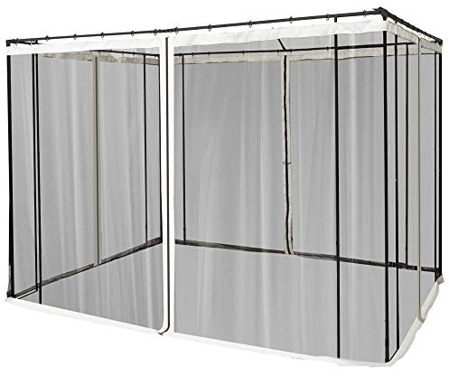 Outsunny Moustiquaires pour tonnelle Barnum pavillon de Jardin 3 x 3 m - Lot de 4 moustiquaires zippées + Crochets d'attaches - Polyester Nylon