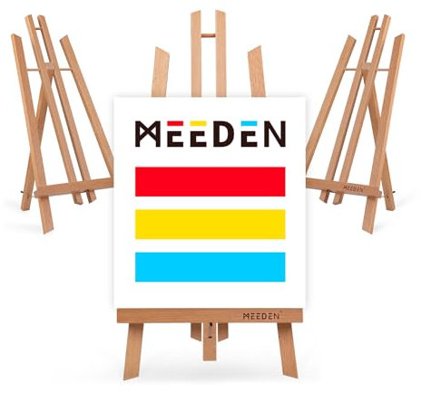 MEEDEN Chevalet de table pour affichage : lot de 3 chevalets de table en bois de hêtre de 50,8 cm pour peinture de panneaux – Petit support en toile pour adultes