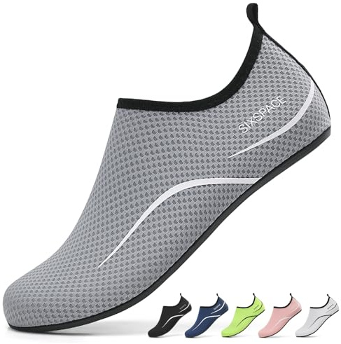 Sixspace Barefoot Water Shoes Men Women Lightweight Ladies Aqua Aerobics Shoes for Swim Running Surfing Driving Diving Kayaking Beach Yoga, Grey, 11.5 UK