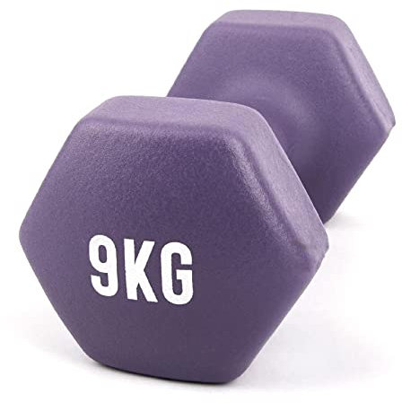 Myga Hex-Hantel – Einzelgewicht, perfekt für Kernkraft- und Fitnessübungen, Aerobic und Training – Neopren-Gusseisen, ideal für Zuhause, Fitnessstudio und Studio (Lila - 9kg)