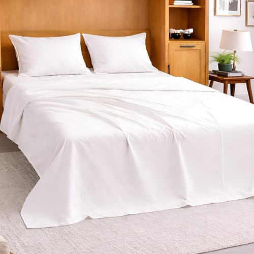 Cottington Lane White Sheets for Murphy Bed Mattress, 4 Piece Premium 1800 Ultra Soft Brushed Microfiber Twin Size Wall Bed Sheet Set, 6-10 Inch Deep Pocket with All-Around Elastic