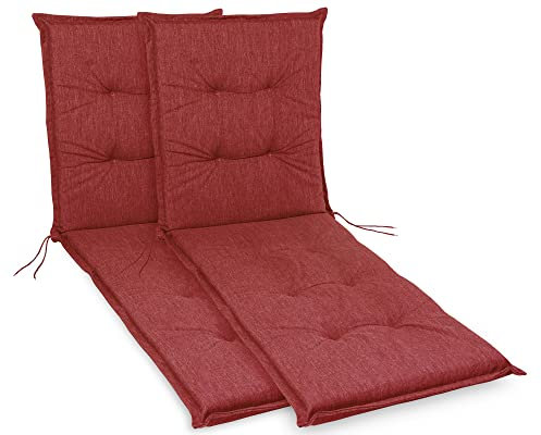 sunnypillow 2 Stück Liegenauflagen 190 x 60 - Auflage Sonnenliege Polster für Gartenliege extra dick 9cm - Polsterauflagen Outdoor, wasserdicht, UV Lichtecht für Gartenmöbel Liegestuhl Liegen - Rot