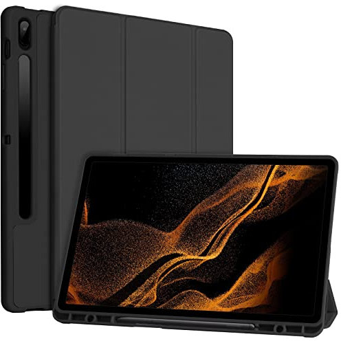TQQ Hülle für Samsung Galaxy Tab S7 FE/ S8+ Plus/ S7+ Plus 12,4 Zoll, Schutzhülle für Galaxy Tab S7 FE 2021/S8+ 2022/Tab S7+ 2020 (12,4 Zoll), Mit Stifthalter und Mehreren Betrachtungswinkeln