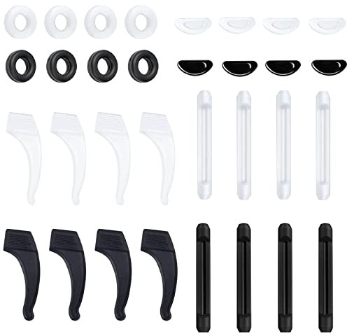 Brillen Antirutsch mit Gläser Ohrhaken Brillen Ohrpolster Adhesive Nasenpads Antirutsch Ring für Brillen Lesebrillen 16 Paar
