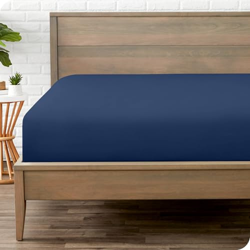 Bare Home Emperor Fitted Bottom Sheet - Premium 1800 Ultra-Soft Microfibre - Wrinkle Free - Deep Pocket 35 CM (15) - Dark Blue