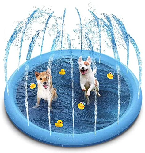 Dog Pool, 100cm Kids Dog Sprinkler Splash Pad,Thickened Anti-Slip Water Play Mat, For Summer Garden Outdoor Toys