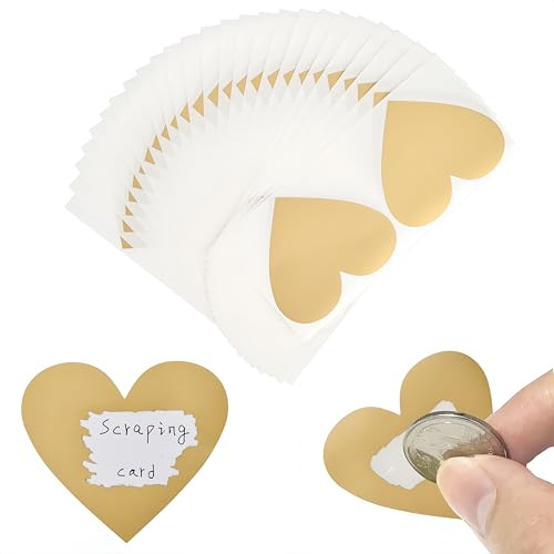 50 piezas Rascar Etiquetas Pegatinas, Tarjeta de Raspado, Engomada de Rasguño, Autoadhesivo Pelar y Pegar Etiquetas para Álbum de Recortes Juegos Fiesta Regalo Tarjeta Postal Cumpleaños
