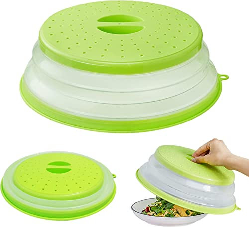 iTYOOS 1 Pièces Cloche Micro Onde,Couvercle Pliable Pour Micro-Ondes,Couvercle Anti-éclaboussures Micro-ondes Avec Trou De Vapeur,Couvercle Chauffant Des Aliments Sans BAP Vert