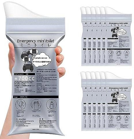 Magic Diary Disposable Urinal Bag, 8/12/24 Pack Unisex Emergency Urine Bag, Portable Camping Pee Bag, Travel Urine Bag Vomit Bag for Traffic Jams, Drivers, Pregnant, Patient, Kids (Grey-12 Pack)