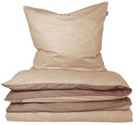 Schiesser Bettwäscheset Doubleface | Renforcé | 2-teilig | Zweifarbig | 100 % Baumwolle | Oeko-Tex® Made in Green Zertifiziert | YKK Reißverschluss | 155x220cm + 80x80cm | Sand