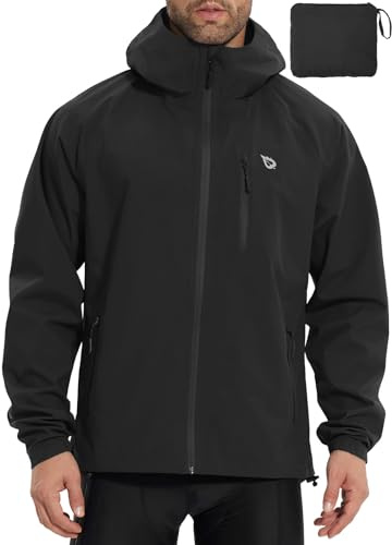 baleaf Veste d'équitation pour homme Imperméable respirant 10000 mm H2O Manteau imperméable extérieur Veste de course coupe - vent Noir XL