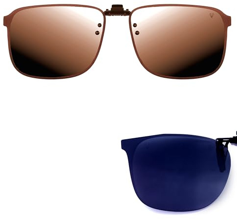 CREYESTAL Clip Lunettes de Soleil Polarisées, Relevable et Ultra léger, Surlunettes de soleil, Clip Solaire, Homme, Femme, 100% Anti-UV, Certifié CE