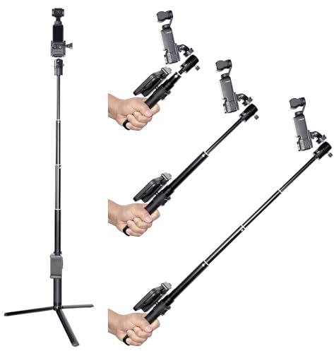 MAXCAM Asta di prolunga per treppiede per DJI Osmo Pocket 3, asta di prolunga in lega di alluminio da 90 cm + treppiede in lega di alluminio.