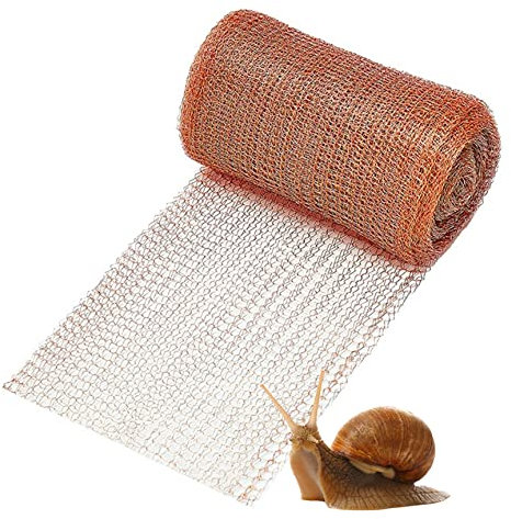 Cndiyald Copper Tape Against Slugs Copper Mesh Against Snails 12M Cuttable Woven Copper Mesh for Preventing Snails and Mice Trapping Copper Wire Mesh for Protecting Seedlings