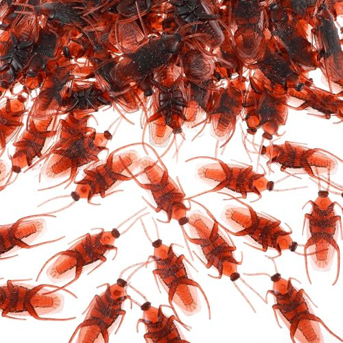 Andibro 100 Cucarachas Falsas, Juguetes de Cucarachas Realistas Broma Novedad Cucarachas de Plástico Artículos de Broma de Cucarachas Divertidas para Decoración de Fiesta de Halloween