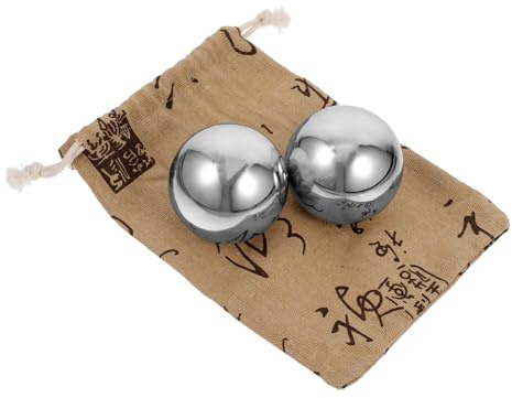 POPETPOP Pequeñas Balones De Masaje De Mano Acero Inoxidable 53mm Para Ejercicio y Relajación