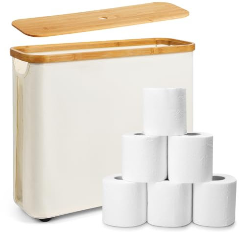 Toilet Paper Storage Basket, Bamboo Bathroom Organizer, Contenitore di carta igienica con Lid