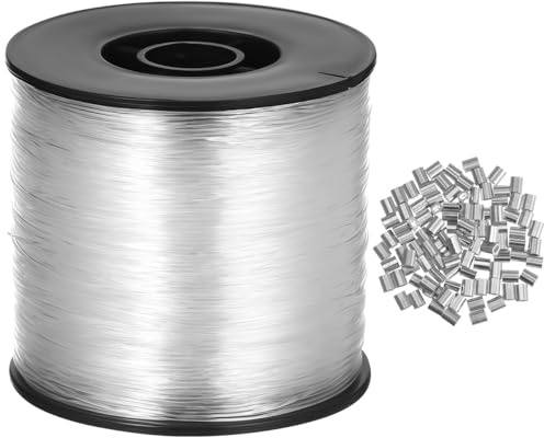 VILLCASE Unsichtbare Nylon Angelschnur 0.8 Mm - Robuster Klarer Angeldraht 656 Für Angeln Deko Basteln Mit Aluminium-Crimphülsen Für Süß- Und Salzwasser