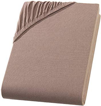 Spannbettlaken 140x200-160x200 cm - Jersey Spannbetttuch 100% Baumwolle - Komfort Bettlaken für Matratzen bis 30 cm Höhe, Spannbettlaken Farbe Nougat