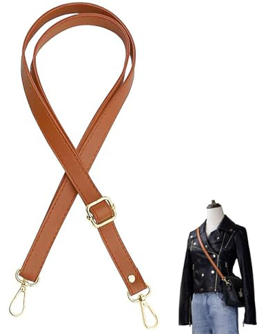 Axelrem läder PU, fickrem, axelrem för väska för byte damaxelväska, BRUN, 118 cm x 1.5 cm