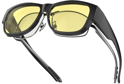 Goiteia Lunettes de vue Night Driving pour hommes, montures transparentes pour une vision nocturne HD étendue (Monture noire - Verres Jaunes pour la conduite nocturne, M-59 * 45mm)