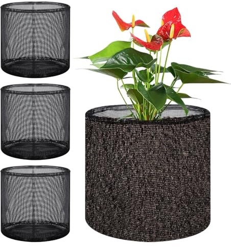 Fenayuu Cesta para plantas de estanque, 4 cestas flotantes para plantas acuáticas, bolsas transpirables para balcón, jardín acuático, macetas hidropónicas, estanque koi
