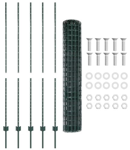 vidaXL Valla Europea Con 5 Postes U Verde 1.5 x 10m Acero | Cercado Exterior Resistente a Rayos UV, Hardware Completo Para Instalación Fácil, Barrera de Jardín Personalizable, Límite a Prueba de Clim