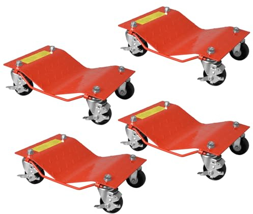 Carro de neumáticos portátil, 4 unidades, con capacidad de carga de 700 kg cada uno (2800 kg de carga), ruedas giratorias de 360°, gato de maniobra de acero para coche, moto, camioneta, vehículo