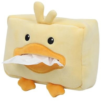 Car Tissue Box - Cute Duck Plush Tissue Organizer, Cute Paper Dispenser Paper Holder For Car Sun Visor Or Vehicle Backseat, Yellow