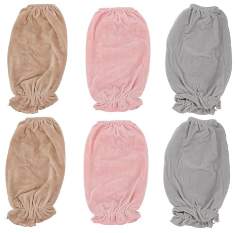 FIXOSHEE 3 paires Manchons Bras Femme Hiver Pelucheux Protection Anti-saleté et Chaud Manches Élastiques Larges Faciles à Porter et Nettoyer Lot de Gris Café Rose