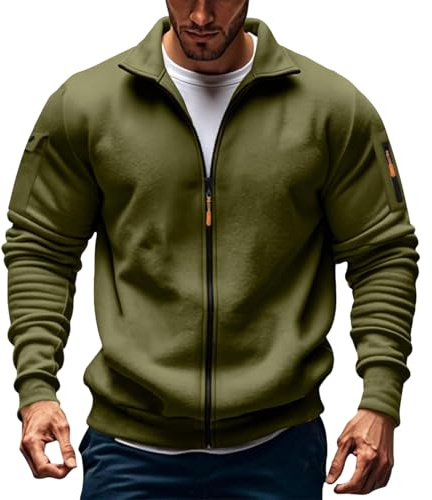 HAOLEI Felpa Uomo Zip Cappuccio Tinta Unita da Uomo Felpe con Tasche e Polsini Elastici Leggera e Funzionale Maglia Semplice Elegante Classici Maglie Casual Pullover Sportiva Hoodie Autunno e Inverno
