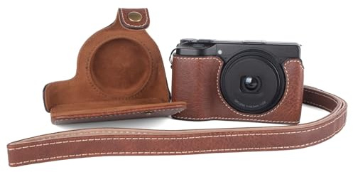 Rieibi Étui pour Appareil Photo Ricoh GR III/GR IIIx/GR IV, Housse de Protection Amovible en Cuir PU pour Appareil Photo Ricoh GR Series avec bandoulière réglable, café