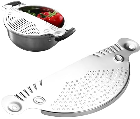 Colador de pasta de acero inoxidable – colador universal para ollas de hasta 26 cm, ayuda para verter patatas, verduras, arroz, utensilios de cocina aptos para lavavajillas