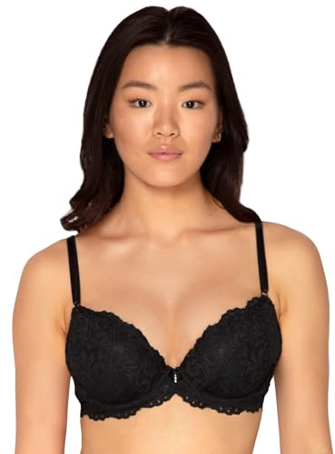Smart & Sexy Women's Signature Lace Push-up Bra, Sheer, Black Hue, 32 B