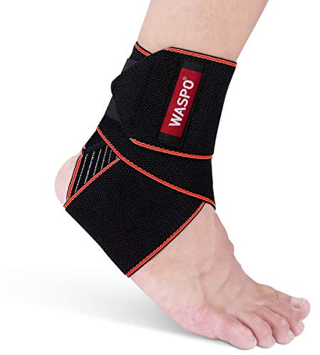 WASPO Ankle Support Brace - Adjustable Ankle Brace Wrap Strap for Sports Protect, Plantar Fasciitis, Achilles tendonitis, Ligament damage, Injury Recovery, One Size for Men Women 1 PC Orange