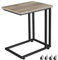 Yaheetech Side Table with Wheels and Footpads, Rolling Slim C Shaped End Table, Mobile Bedside Table for Small Space/Living Room/Bedroom, Gray and Wood Top, Slides Up to Sofa/Chair/Recliner