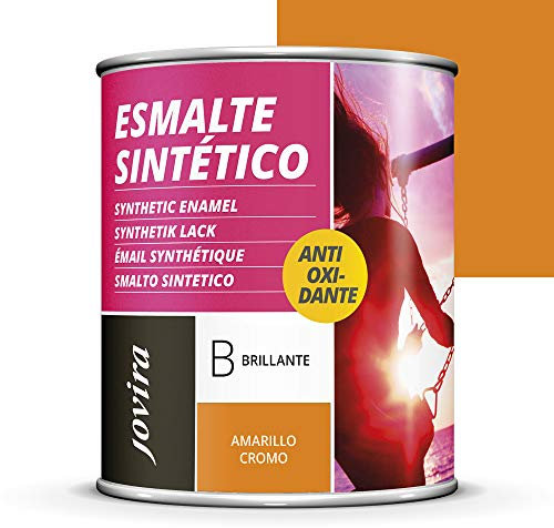 JOVIRA PINTURAS ESMALTE DIRECTO SOBRE OXIDO ANTIOXIDANTE BRILLO. Protección y decoración de superficies de acero, hierro y madera, hierro y acero. (750 ml, AMARILLO CROMO)